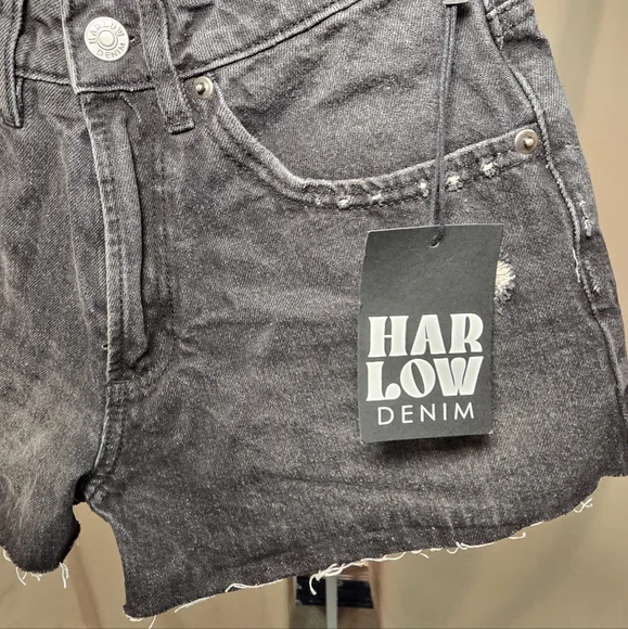 15. NWT Harlow Charcoal Hi Rise Jean Shorts Size 25 W 13-14 R 11 I 2 - Picture 4 of 8